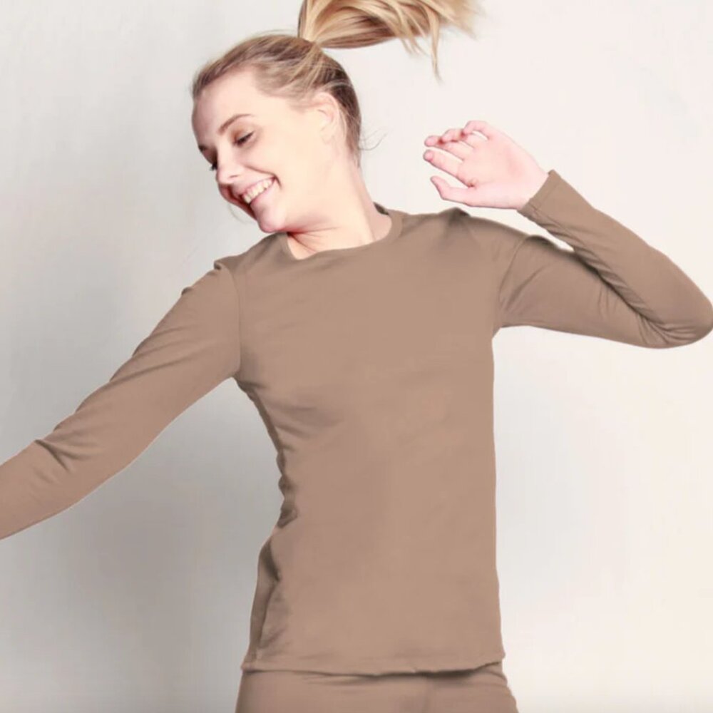 Merino Country 175gsm Long Sleeve Crew Neck Thermal in Taupe